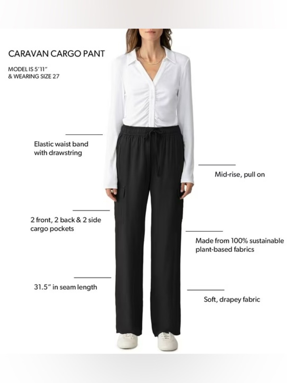 Social Standard by Sanctuary Caravan Pull on Cargo Pant washed black - Small
